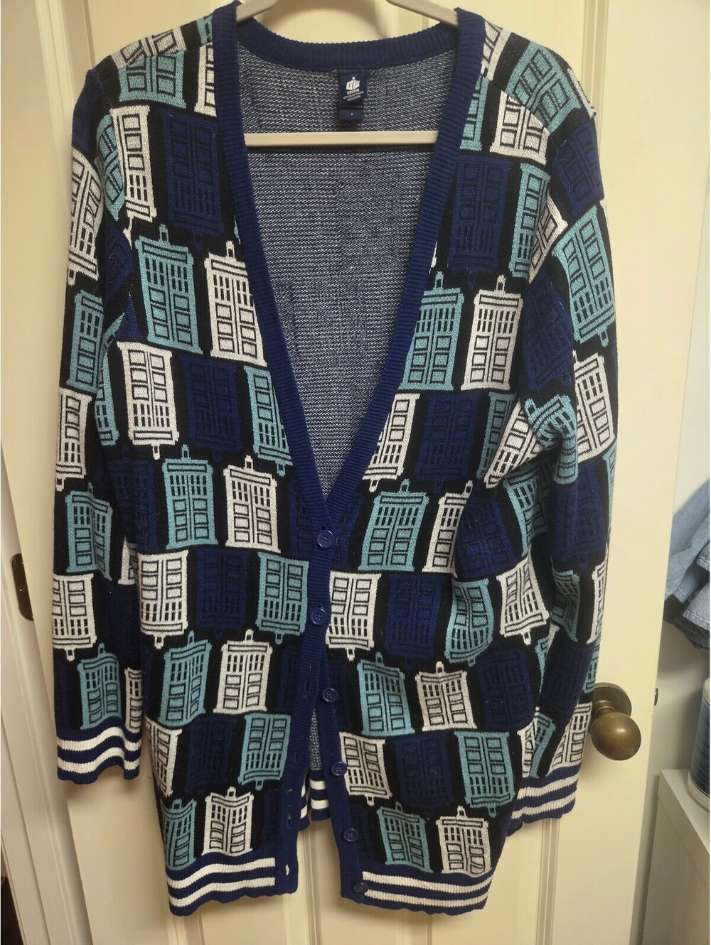 BBC Doctor Who TARDIS Patterned Button-Up Cardigan Sweater